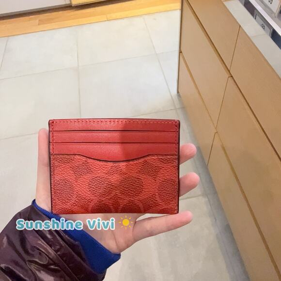 NWT Coach Slim Id Card Case In Signature Canvas CW366 Bold Red - Picture 1 of 5